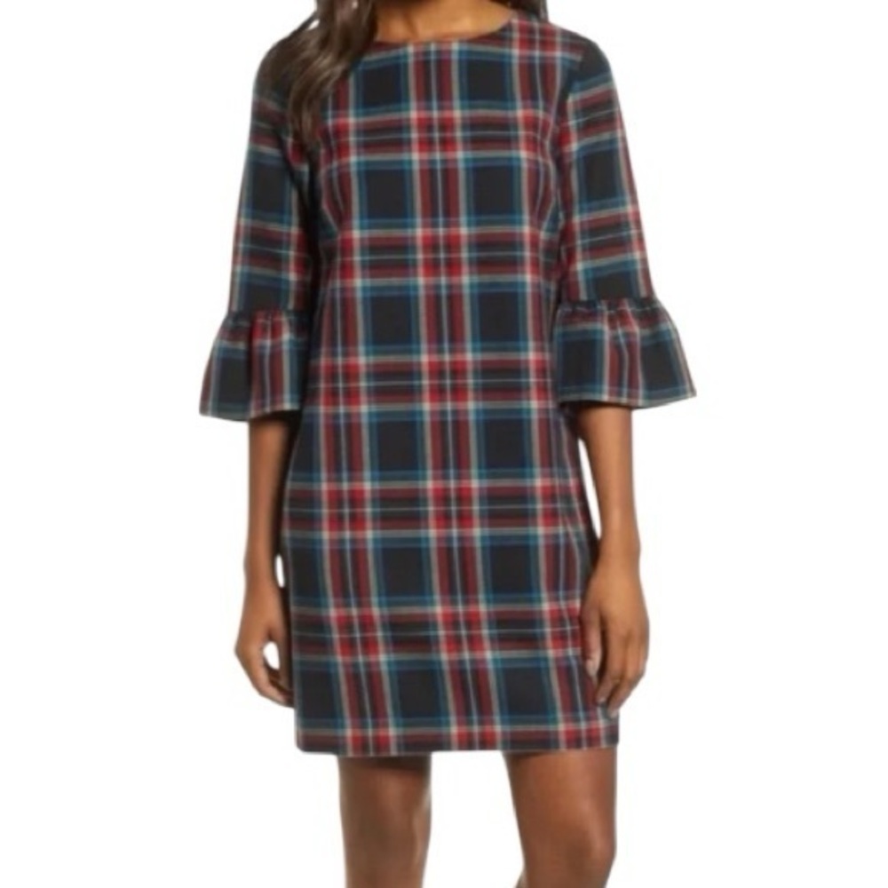 Vineyard Vines Jolly Plaid Greenwich Flutter Sleeve Shift Dress Size 4